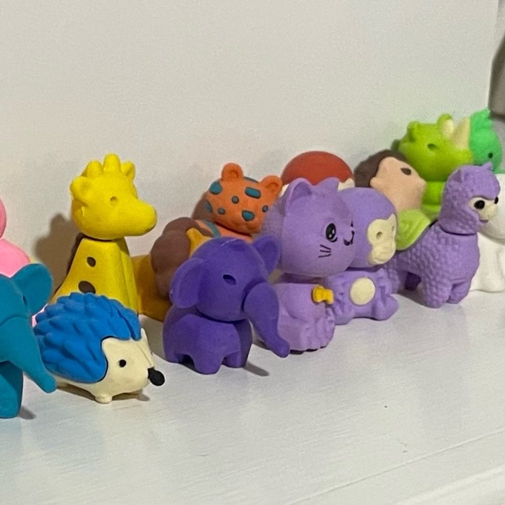 Colorful Animal Erasers Figurine Set for Kids LOT of 19!!!!